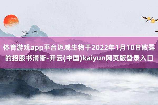 体育游戏app平台迈威生物于2022年1月10日败露的招股书清晰-开云(中国)kaiyun网页版登录入口